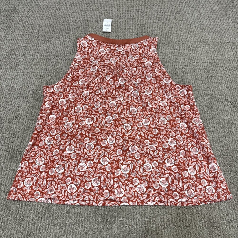 Loft Blouse Red White Floral Sleeveless Women’s Size XS NWT - Picture 10 of 11